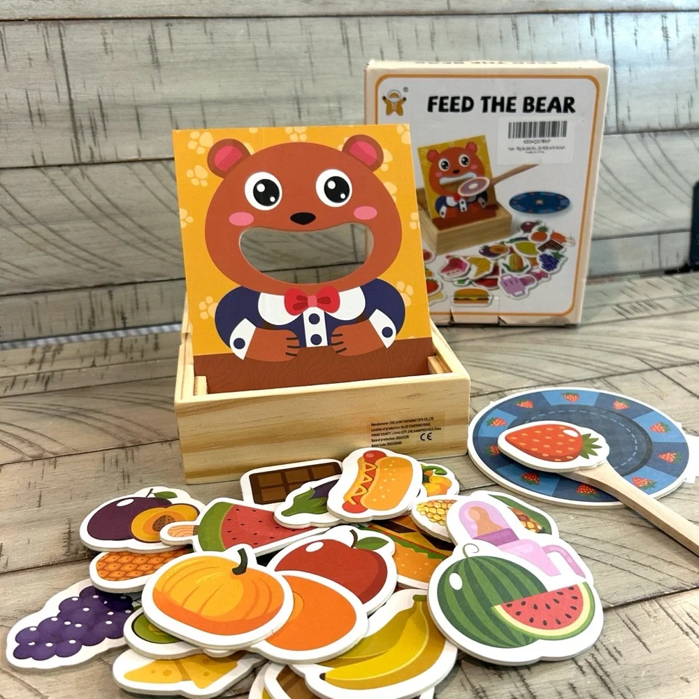 Wooden Feeding Toy - Montessori Pretend Play Food Set for Toddlers 1-4 NIB